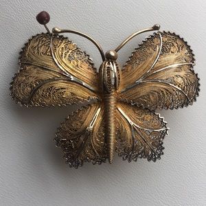 Butterfly Lapel pin sterling silver stamped 925